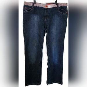 Johnny Girl Jeans Tweed Embellishment Size 22/23 Stretch Wide Leg High Rise Y2K